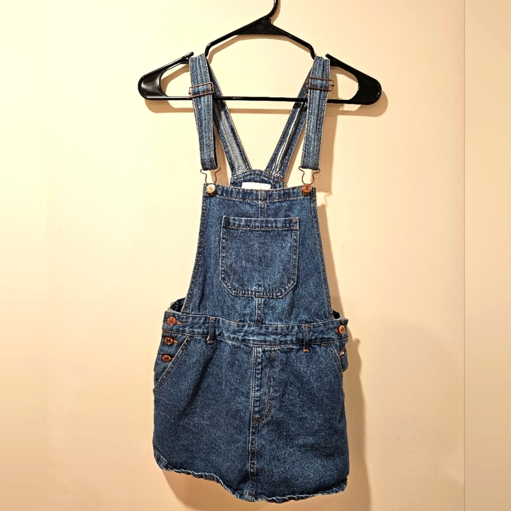 Forever 21 Los Angeles Jean Denim Overall Dress Size Medium